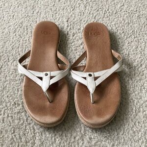UGG Women's White and Tan Leather Sandals